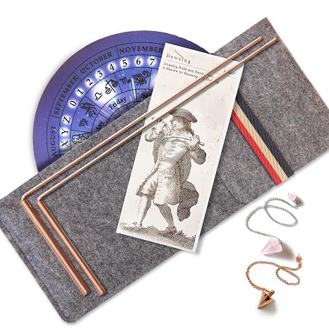 Dowsing Rods Copper - Made in USA - 99% Pure Copper - Water Divining, Energy Healing, Paranormal, Gold, Yes No questions. Instructions and Bonus Pendulum - 5x13 Inch Non-toxic