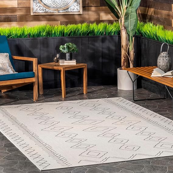 nuLOOM Serna Ivory Diamond Power Loomed Indoor/Outdoor Area Rug, 4' x 6'