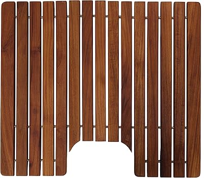 Bare Decor Peter Genuine Solid Teak Wood Toilet Mat, 20x20