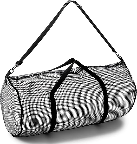 Champion Sports Mesh Duffle Bag Oversized Breathable Gear Bag with Zipper & Shoulder Strap for Sports, Gym & Travel