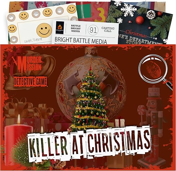 Murder Mystery Game - Detective Killer Case Files - Date Night, Party Groups - Unsolved Cryptic Games - Killer At Christmas