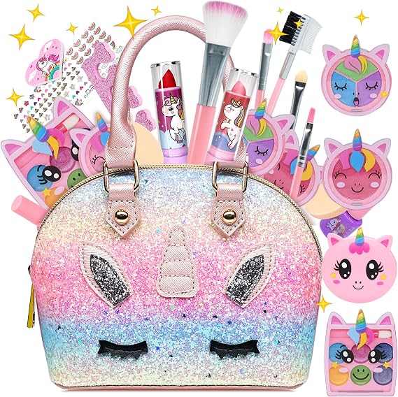Kids Makeup Kit for Girls - Makeup Girl Toys, Little Girls Makeup Kit, Non-Toxic Toddler Makeup, Kids Toys for Girls, Princess Play Makeup Set for Kids, Christmas Birthday Gift for 4-12 Years Old