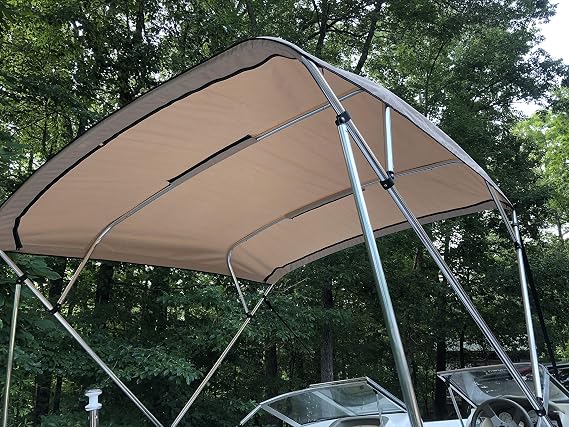 Replacement Bimini Top Canvas with Boot, Beige, 9' Long x 85-90" Wide, 4 Bow, 16oz, by Cypress Rowe Outfitters