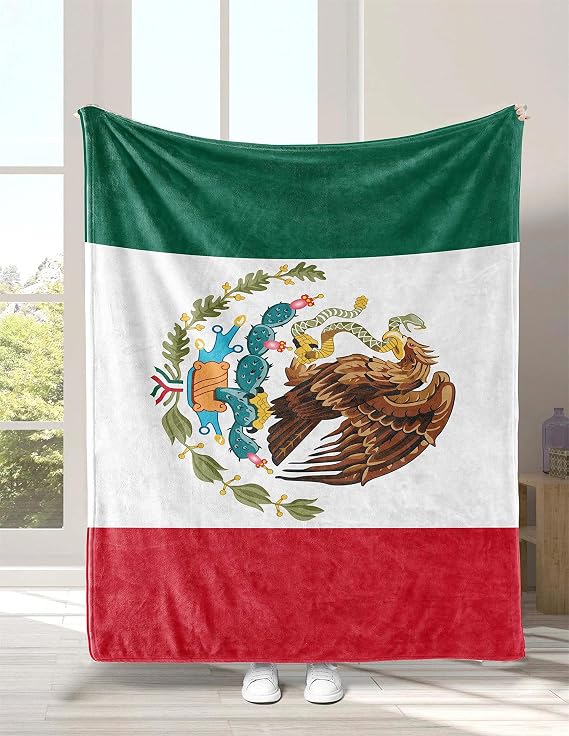 Mexican Flag Fleece Blanket - Soft, Durable, Thermal, 60''X80'' for Bed, Couch, Home
