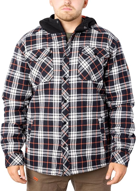 BRUNT Flannel Jacket - Heavy-Duty Quilted Stretch Flannel with 80g Insulation - Double Layer Elbows & Handwarmer Pockets