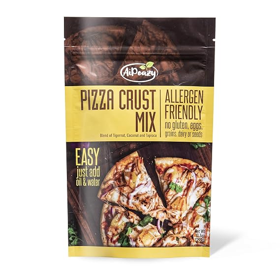 AiPeazy - Flatbread Pizza Crust Mix - With Tigernut Flour - Non-GMO - No Gluten, Soy, Eggs, Grains, Dairy, Nuts, or Seeds - Suitable for Gluten Free, Paleo, Vegan, and Aip Diets - 10.3 Ounce Package