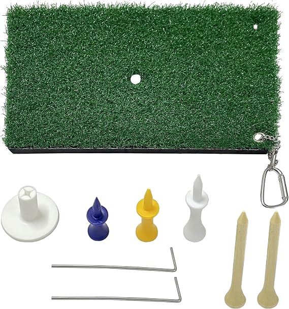 Golf ball mat, practice mat with rubber tees, portable outdoor sports training mat, suitable for indoor and outdoor gardens, backyards, offices, etc.