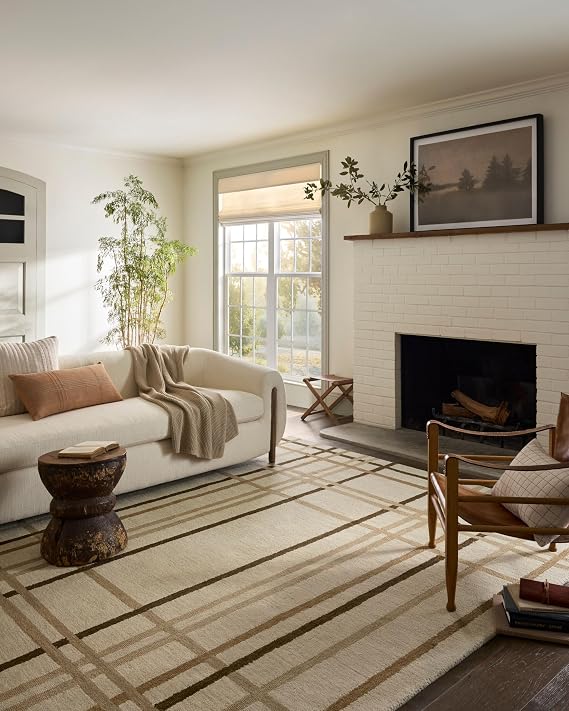 Loloi Magnolia Home Waylon Natural/Bark 2'-3" x 3'-9" Accent Rug | Magnolia Home by Joanna Gaines WAY-01 Approx. 2x4 Beige Entryway Kitchen, Contemporary, Traditional, Farmhouse, Accent Rug
