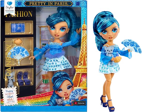 Rainbow High Pretty in Paris Fashion - Skyler Bradshaw (Blue), Rainbow 11" Fashion Doll with Outfit, Stylish Handbag, Girls Toy Gift for Kids Ages 4-12 Years