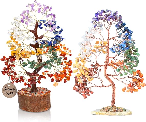 Seven chakra & Geode Agate Slice tree of life for positive energy- feng shui tree, fake bonsai tree, crystals and healing stones, money tree, room decor, stone tree, healing crystals, spiritual gifts