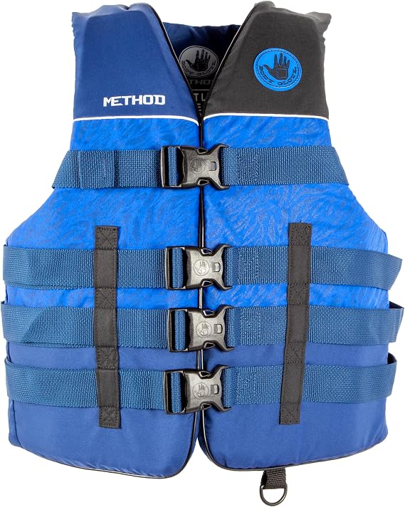 Body Glove Method Unisex USCG Type III Life Jacket PFD Classic 4-Buckle Nylon Boating Vest