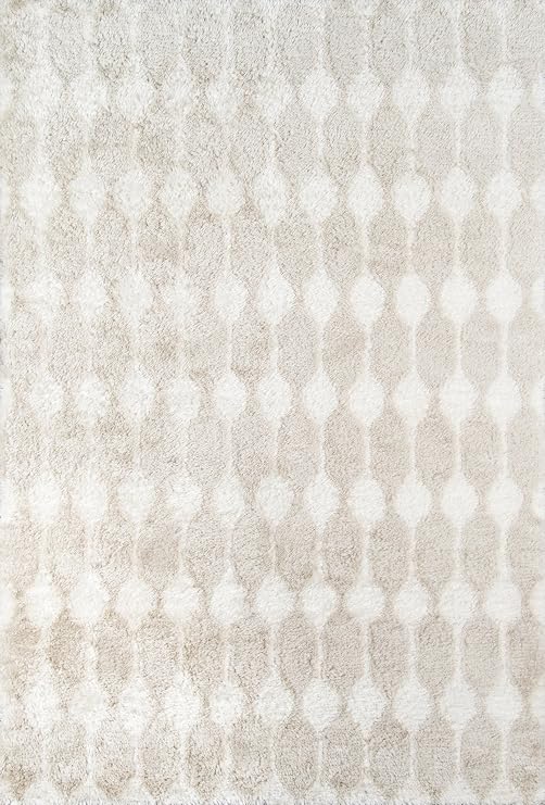 NOVOGRATZ Retro Collection Stockings Shag Area Rug, 5'0" x 7'6", Taupe