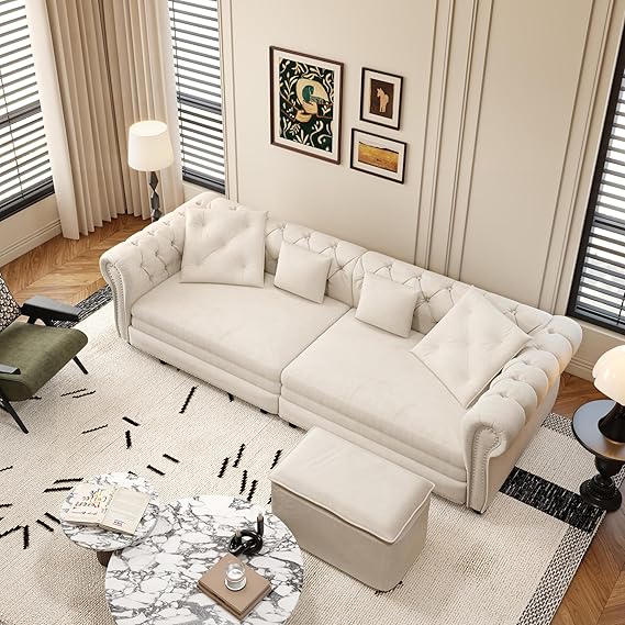 89" Convertible Sofa Bed 3-in-1 Pull-Out Sofa King Size Tufted Couch