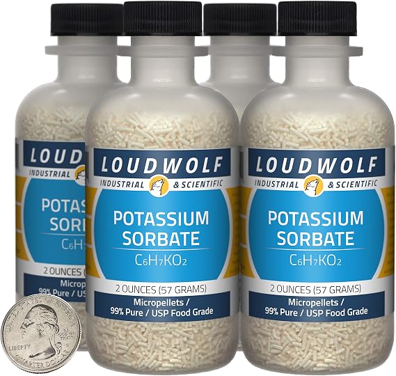 Potassium Sorbate / 8 Ounces / 4 Bottles / 99% Pure USP Food Grade/Micropellets