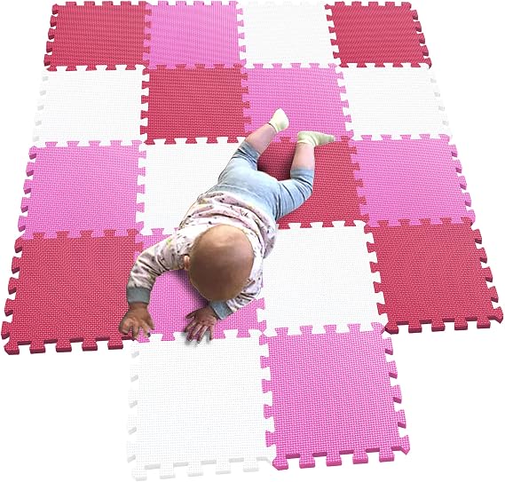 MQIAOHAM 18 Pieces Puzzle Play Mats, Soft Baby Play Mat, Kids Interlocking Foam Floor Tiles, Carpet Playmats G301018-101103109