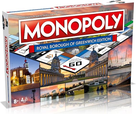 Winning Moves Royal Borough of Greenwich Monopoly Board Game, Tour National Maritime Museum and Cutty Sark, 2–6 players makes a great gift for players aged 8 plus