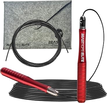 Beast Gear Jump Rope, Jump Ropes for Fitness, Premium Aluminium Skipping Rope for Men Women - Boxing, MMA, HIIT, Strength Training & Double Unders