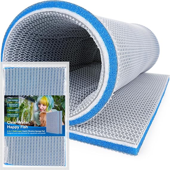 Borlech Aquarium Filter Media Sponge Pad, Multi-Layer Foam Filter Floss for Fish Tank Filters Accessories (40 x 30 x 1.5 cm)