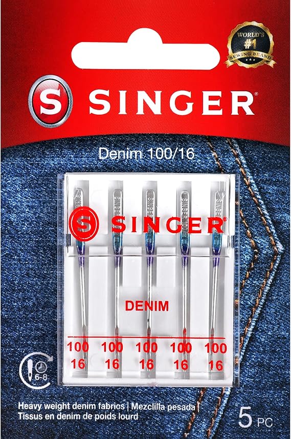 SINGER Denim Sewing Machine Needles, Size 100/16-5 Count