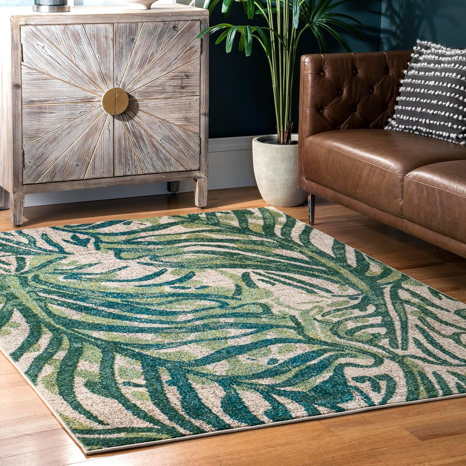 nuLOOM Cali Abstract Leaves Area Rug, 7x9, Green
