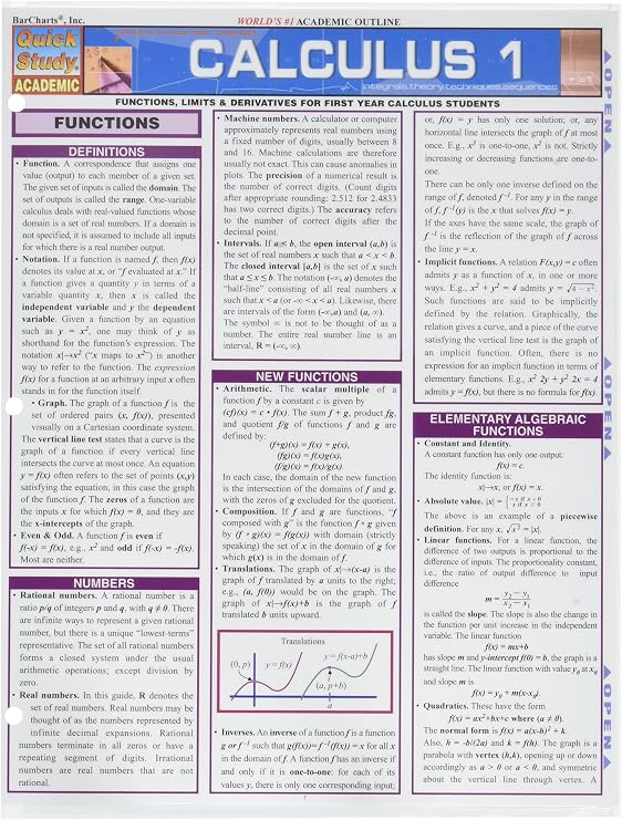 Bar Charts Calculus 1 Study Chart