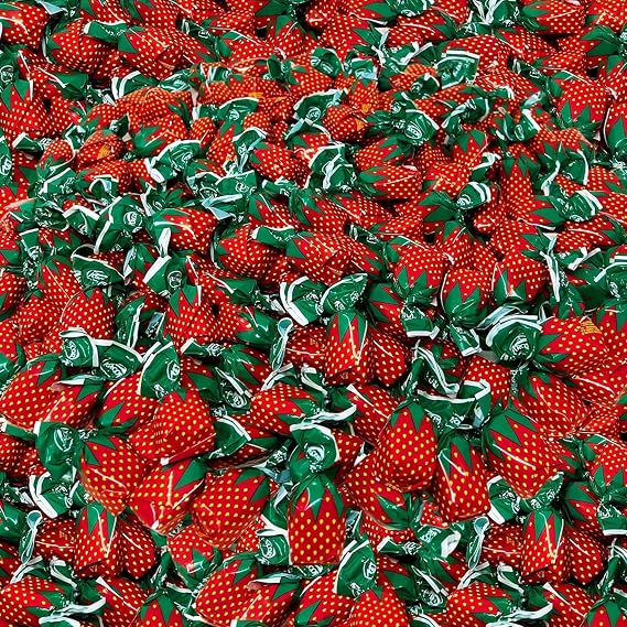 Strawberry Filled Hard Candy Bulk, Real Fruit Pulp Bon Bons, 96 Oz