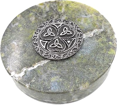 Connemara Genuine Irish MarbleMullingar Pewter Paperweight Shamrock Trinity