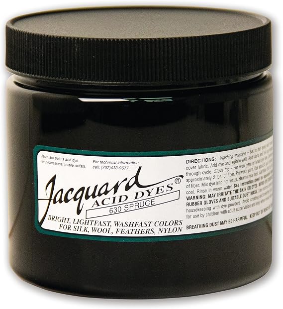 Jacquard Acid Dye - Spruce - 8 Oz Net Wt - Acid Dye for Wool - Silk - Feathers - and Nylons - Brilliant Colorfast and Highly Concentrated