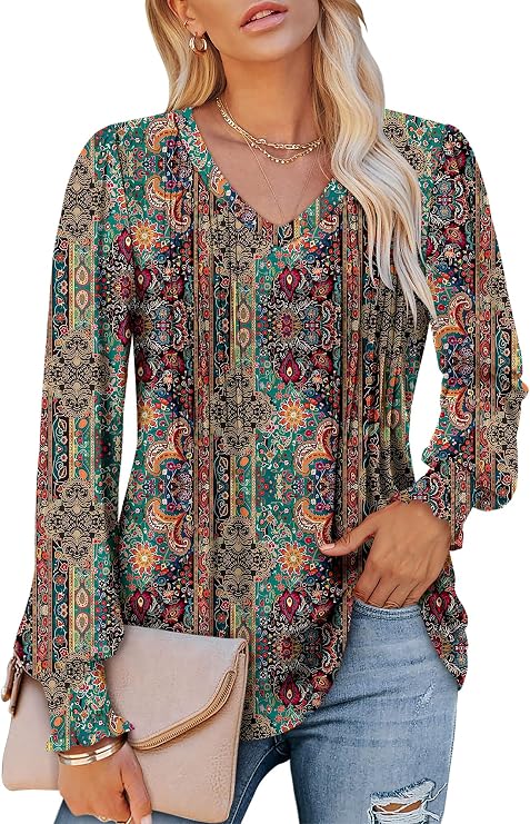 ROSELINLIN Womens Long Sleeve Tunic Tops Fall Blouse Shirts