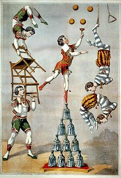 Vintage Reproduction Print Circus Acrobatic Act 1870