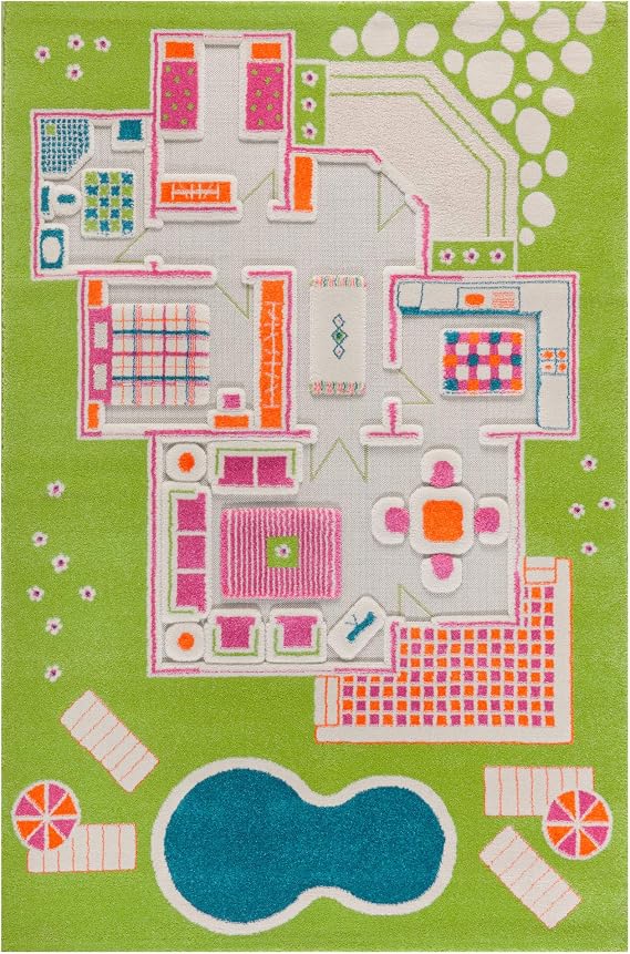 IVI 3D Play Carpets 78 x 52.5 Inch Play House Educational Toddler Mat Rug for Bedroom, Kids Den, or Playroom, Large