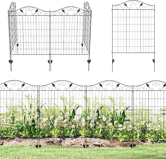 Outsunny Garden Fence Panels No Dig Stake Border 4 Pack 44 in(H) x 12 ft(L)