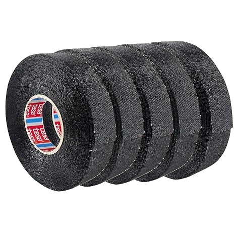 tesa 51608 Wire Harness Tape, 0.75in x 27yd (5 Pack), Automotive Cloth Electrical, Heat Resistant Shrink Tape, High Temp Wire Loom Tapes for Wrapping, Protection and Insulation