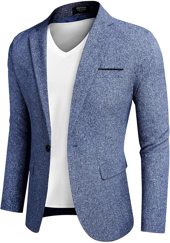 COOFANDY Men's Casual Blazer Slim Fit Suit Jackets Lightweight One Button Business Sport Coats