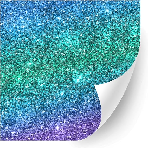 HTV4U Glitter Ombre Patterned Heat Transfer Vinyl (20A, 12" x 12") - Rainbow Colorful Printed Heat Press Paper, Iron on Vinyl, Graphic Design DIY