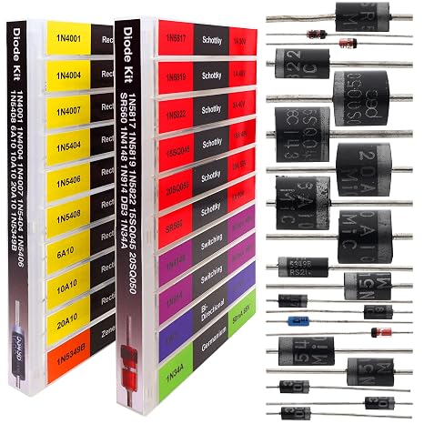 EEEEE 20 Type 200 Diode Assortment Kit 6A10 10A10 20A10 15SQ045 20SQ050 1N34A 1N914 SR560 DB3 1N5349B 1N4001 1N4004 1N4007 1N54 . 04 1N5406 1N5408 1N4148 1N5817 1N5819 1N5822 Zener Schotkey Rectifier