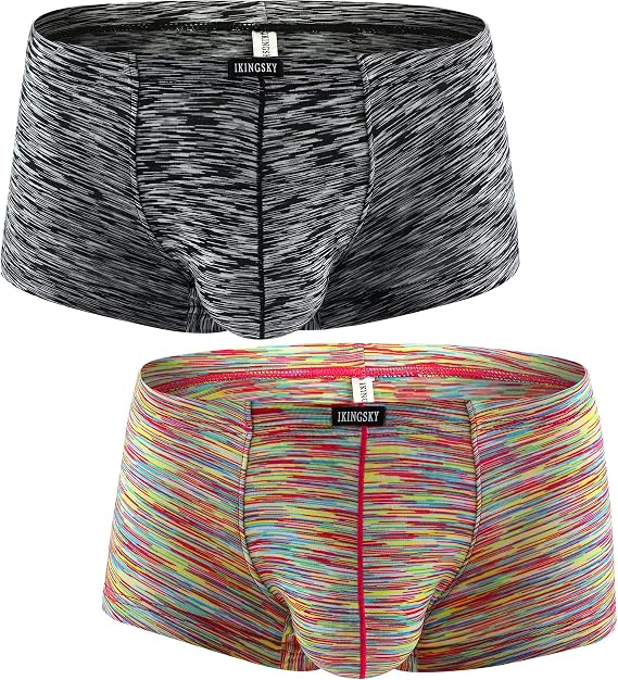 iKingsky Men's Stretch Boxer Briefs Underwear Sexy Low Rise Men Pouch Boxer Shorts