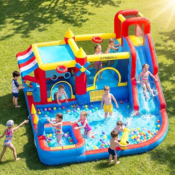 10-in-1 Bouncy Castle with Simulated Supermarket, 550W Blower
