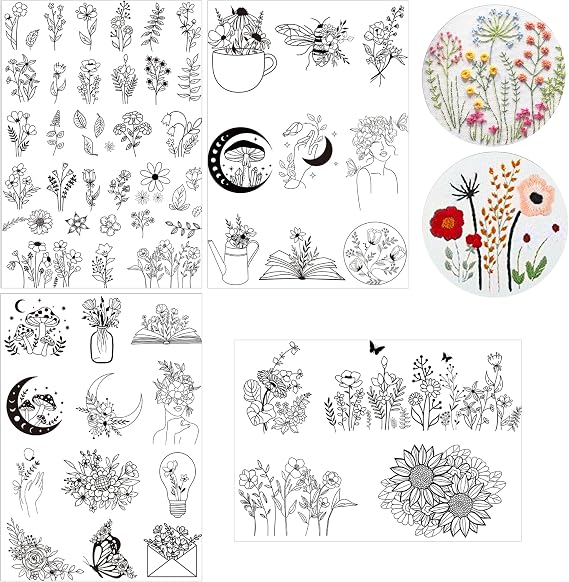 Water Soluble Embroidery Patterns, Stick and Stitch Paper for Sewing