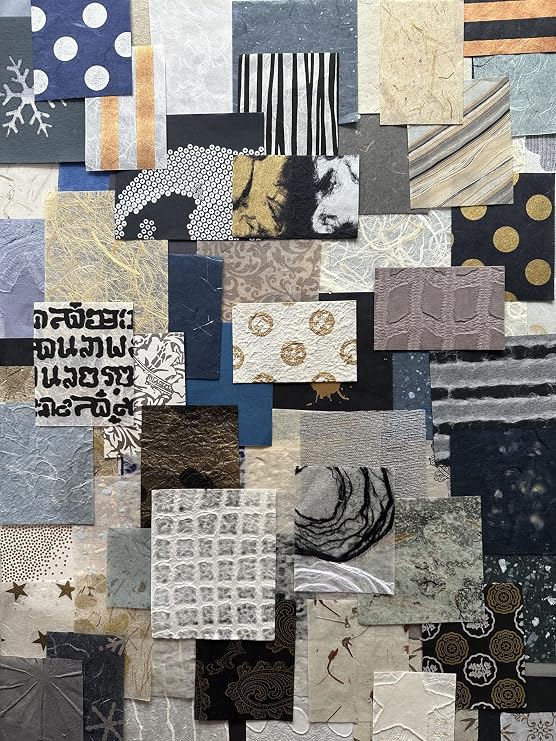 Kozo Studio - Mulberry Paper Scrap Pack Winter Solace (100 Unique Pieces) | Premium Decorative Paper for Scrapbooking, Card Making, Collage, Mixed Media Crafts, and DIY Projects