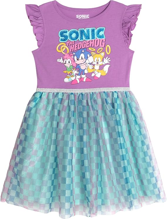 SEGA Sonic the Hedgehog Girls Dress Toddler to Big Kid Sizes (2T - 14-16)