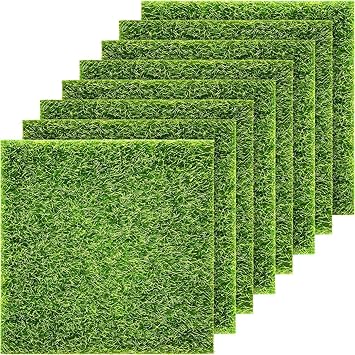8 Packs Fake Grass for Crafts Diorama Grass Garden Artificial Moss Dollhouse 6 x 6 Inches Miniature Ornament Artificial Turf DIY Fairy Lawn Decoration Diorama Supplies
