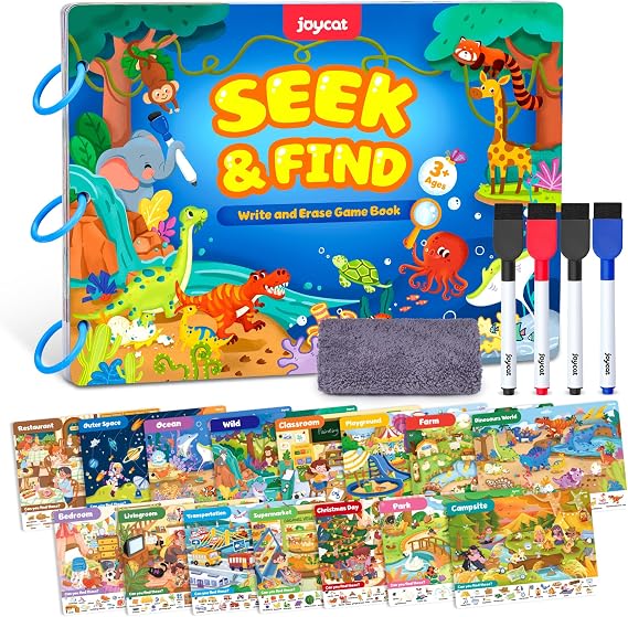 JoyCat Seek & Find Game Books - Preschool Learning Activity for 3-8