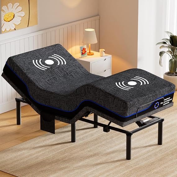 Amada Twin XL Adjustable Bed Frame with Massage & Wireless Remote, Zero Gravity, Head & Foot Incline, Electric Base with 4 Leg Height Options, 4 USB Ports and LED Night Light
