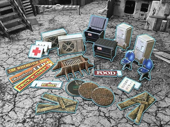 Battle Systems Urban Apocalypse Terrain Street Accessories I - 28-35mm RPG/Wargames 40k Crisis Protocol Modern Zombies Card Scenery