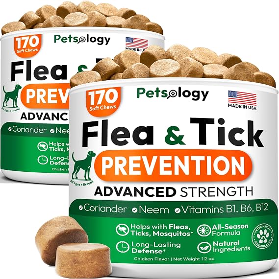 (2 Pack) Flea and Tick Prevention for Dogs Pills - 340 Chews - Made in USA