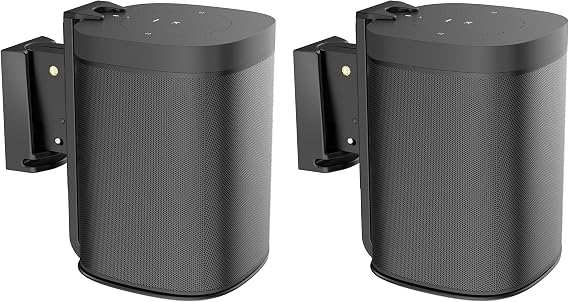 ynVISION.DESIGN Adjustable Wall Mount Bracket Compatible with Sonos One, One SL, and Play:1 Speaker | 2 Pack | (Black)