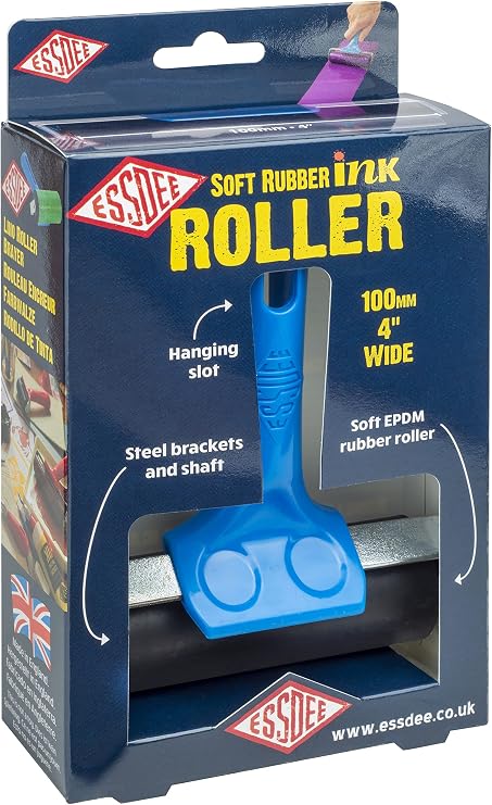 ESSDEE Ink Roller 3.94 Inch - Heavy Duty EPDM 40 Shore Soft Rubber Surface Brayer - Aluminium Core - Block Printing, Scrapbooking, Laminating Industrial Processes, Art Work