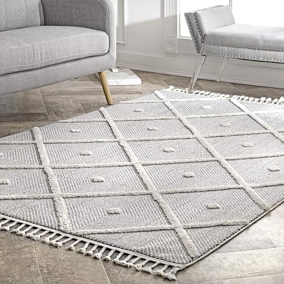 nuLOOM Deyton Diamond Runner Rug, 2' 6" x 6', Grey