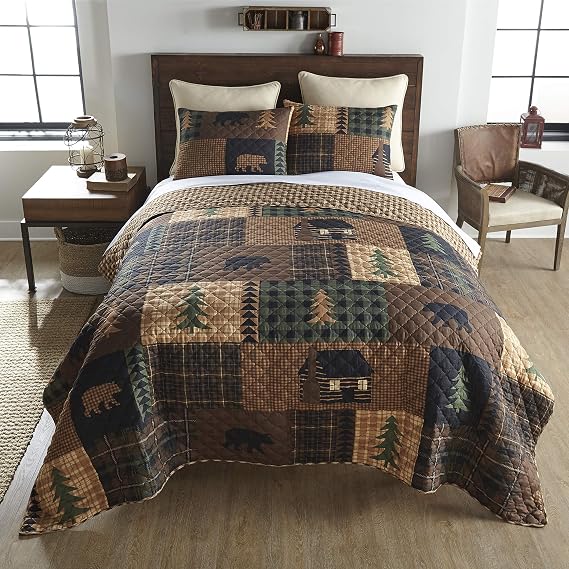 Donna Sharp Brown Bear Cabin Twin Quilt Set, 68" x 90"